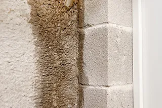 壁に水がしみてきている